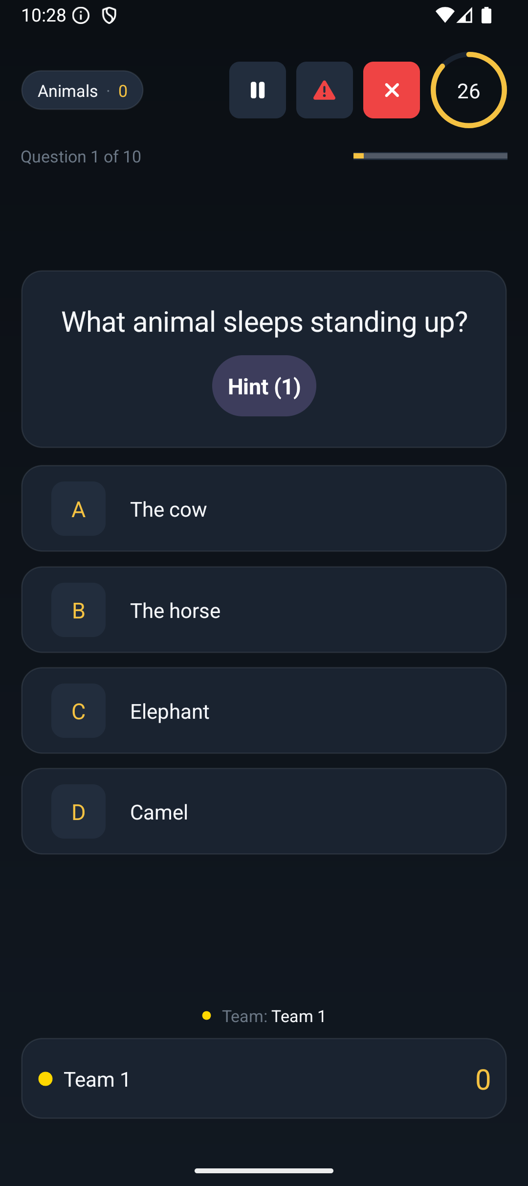 Live trivia round